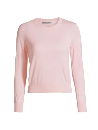 Alexander Wang T Women's Embossed Logo Wool Sweater In Pink Lace