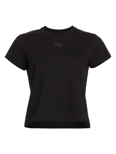 Alexander Wang T Puff Logo Bound Neck Essential Shrunk T-shirt In Black