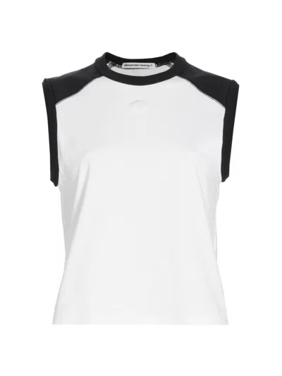 Alexander Wang T Women's Shrunken Raglan T-shirt In White Black
