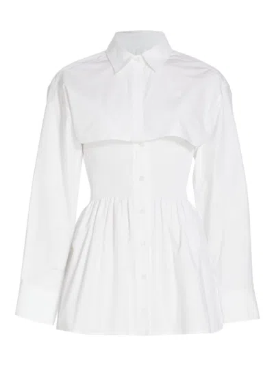 Alexander Wang T Alexanderwang.t Cotton Smocked Mini Shirt Dress In White