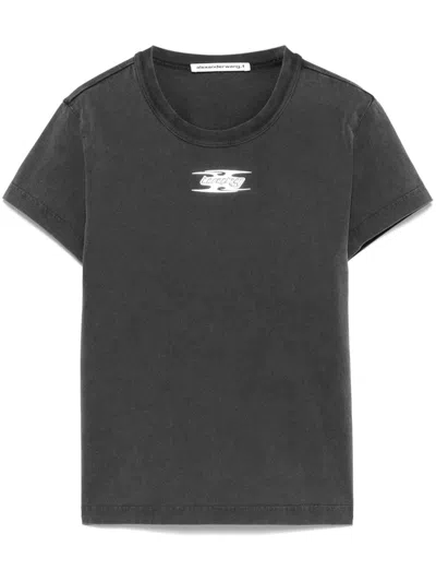 Pre-owned Alexander Wang T Women's T By Alexander Wang Blade Logo Shrunken Tee Shirt In Washed Cedar