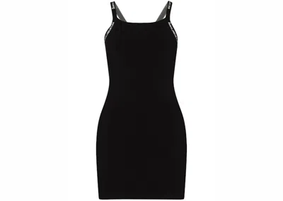 Pre-owned Alexander Wang T Women's T By Alexander Wang Bodycon Logo Jacquard Trims Tank Dress In Black