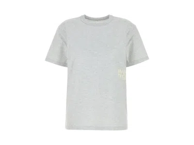 Pre-owned Alexander Wang T Women's T By Alexander Wang Eshort Sleeveential Short Sleeve Puff Logo & Bound Neck Tee Shirt In Hea