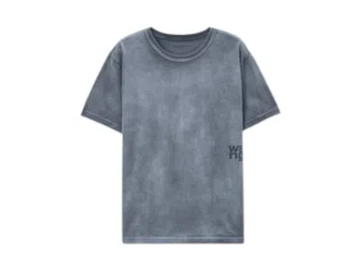Pre-owned Alexander Wang T Women's T By Alexander Wang Essential Jersey Puff Logo Short Sleeve T-shirt In Washed Asphal In Gray
