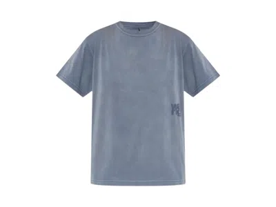 Pre-owned Alexander Wang T Women's T By Alexander Wang Essential Jersey Puff Logo Short Sleeve T-shirt In Washed Blue Ink