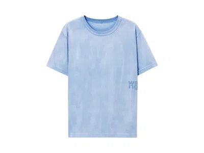 Pre-owned Alexander Wang T Women's T By Alexander Wang Essential Jersey Puff Logo Short Sleeve Tee Shirt In Washed Pale Blue