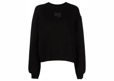 Pre-owned Alexander Wang T Women's T By Alexander Wang Essential Puff Logo Terry Crewneck Sweatshirt In Black