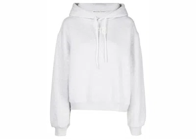 Pre-owned Alexander Wang T Women's T By Alexander Wang Essential Puff Logo Terry Hoodie In Heather Grey