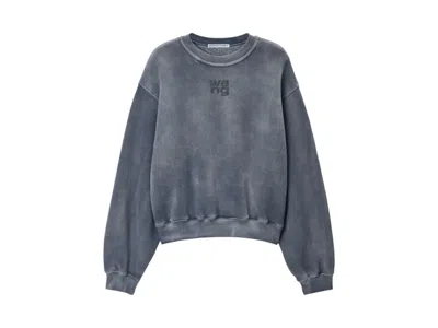 Pre-owned Alexander Wang T Women's T By Alexander Wang Essential Terry Crew W/ Puff Paint Logo Sweatshirt In Washed Asphalt