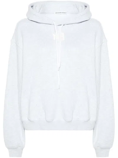 Pre-owned Alexander Wang T Women's T By Alexander Wang Essential Terry Puff Paint Logo Hoodie In Light Heather Grey