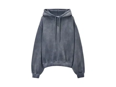Pre-owned Alexander Wang T Women's T By Alexander Wang Essential Terry With Puff Paint Logo Hoodie In Washed Asphalt