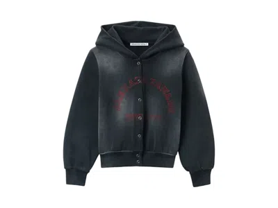 Pre-owned Alexander Wang T Women's T By Alexander Wang Graphic Shrunk Cardigan Hoodie In Orange