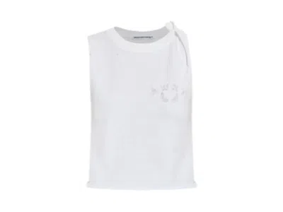 Pre-owned Alexander Wang T Women's T By Alexander Wang Graphic Twisted Muscle Tank Top In White
