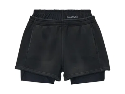 Pre-owned Alexander Wang T Women's T By Alexander Wang Prestyled Bike Short Sweatshort In Washed Black