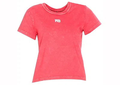 Pre-owned Alexander Wang T Women's T By Alexander Wang Puff Logo & Bound Neck Essential Jersey Shrunk Tee Shirt In Soft Cherry