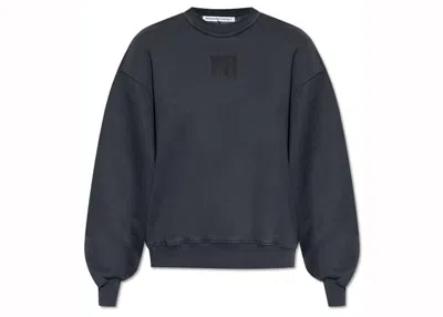 Pre-owned Alexander Wang T Women's T By Alexander Wang Puff Paint Logo Essential Terry Crew Sweatshirt In Soft Obsidian