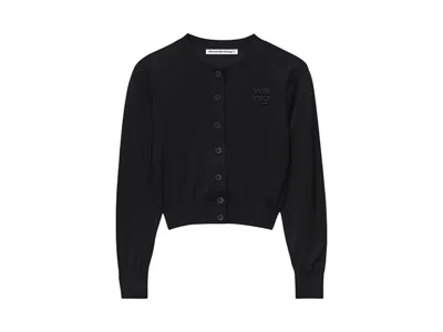 Pre-owned Alexander Wang T Women's T By Alexander Wang Superfine Cropped Crewneck Sweatshirt Cardigan In Black