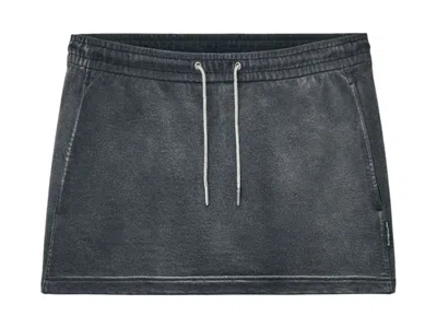 Pre-owned Alexander Wang T Women's T By Erry Mini Rhinestone Drawcord Skirt In Washed Caviar