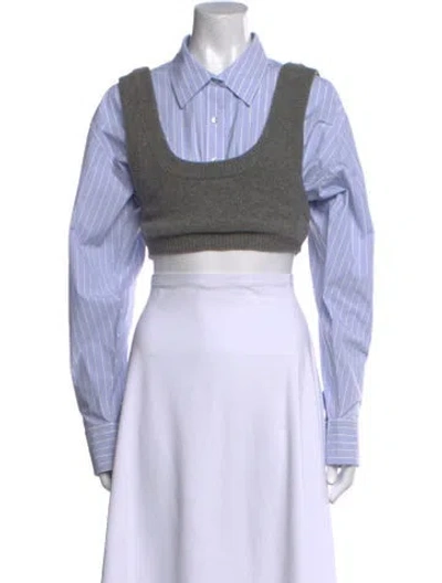 Pre-owned Alexander Wang Wool Long Sleeve Crop Top In Gray