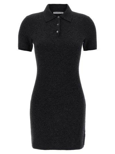 ALEXANDER WANG T WOOL MÉLANGE POLO SHIRT MINI DRESS