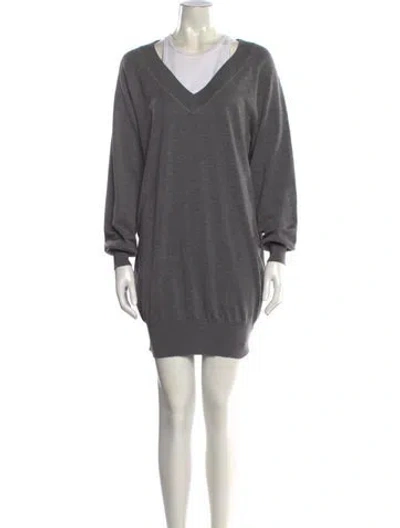 Pre-owned Alexander Wang T Wool Mini Dress In Gray