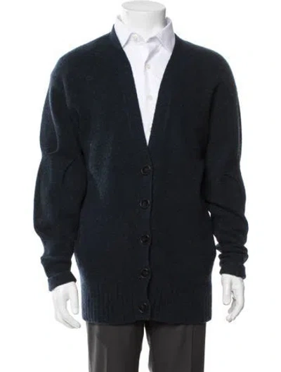 Pre-owned Alexander Wang T Wool V-neck Cardigan In Blue