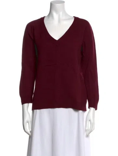 Pre-owned Alexander Wang T Wool V-neck Sweater In Burgundy