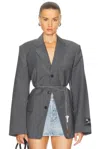 Alexander Wang Tailored Blazer With Chain Belt And Check Pattern In Gray