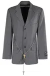 Alexander Wang Tailored Blazer With Chain Belt And Check Pattern In Gray
