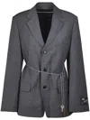 Alexander Wang Tailored Blazer With Chain Belt And Check Pattern In Gray