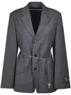 Alexander Wang Tailored Blazer With Chain Belt And Check Pattern In Gray