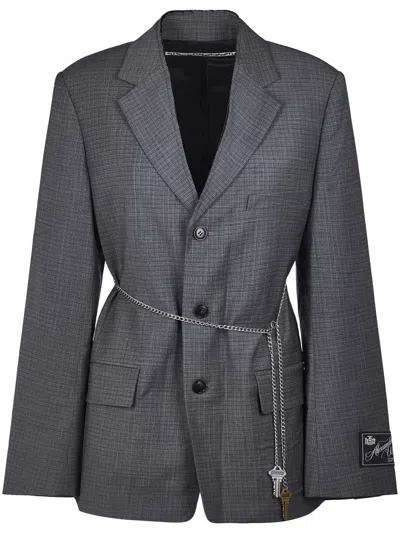 ALEXANDER WANG TAILORED BLAZER WITH CHAIN BELT AND CHECK PATTERN
