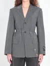 Alexander Wang Tailored Blazer With Chain Belt And Check Pattern In Gray