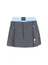 Alexander Wang Tailored Mini Skirt With Logo Patch In Blue