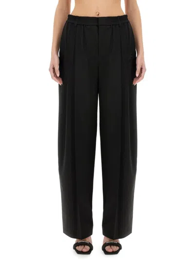 Alexander Wang Logo Waistband Mid-waisted Pants In Black