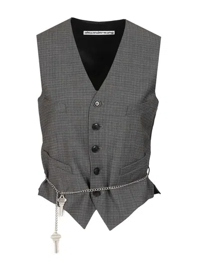 Alexander Wang Tailored Vest W/ Chain Jackets Grey In Gray