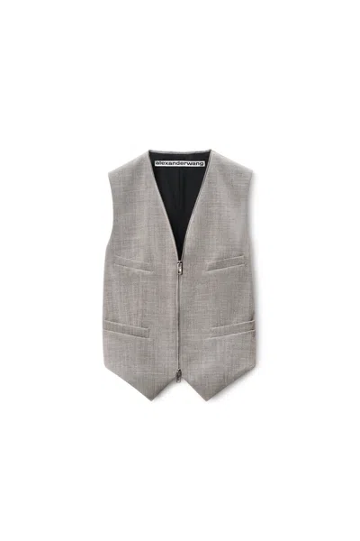Alexander Wang Tailored Vest With Wraparound Zipper Light Heather Grey In Gray