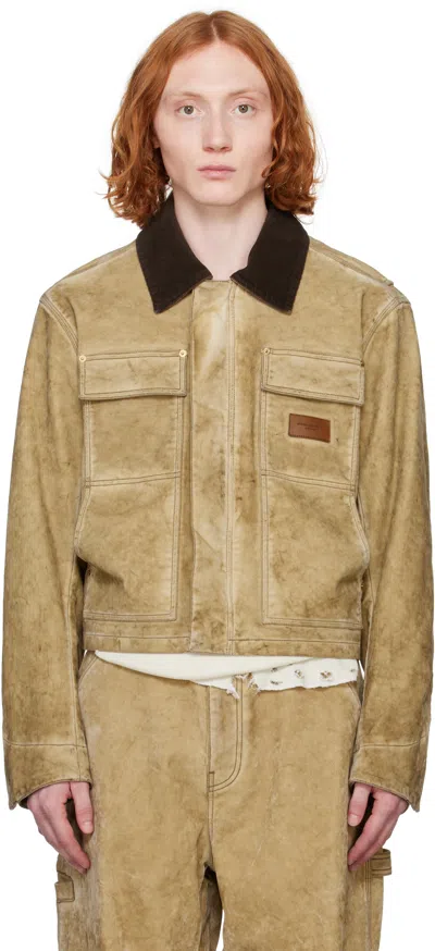 Alexander Wang Tan Workwear Faux-suede Jacket In Weathered Tan