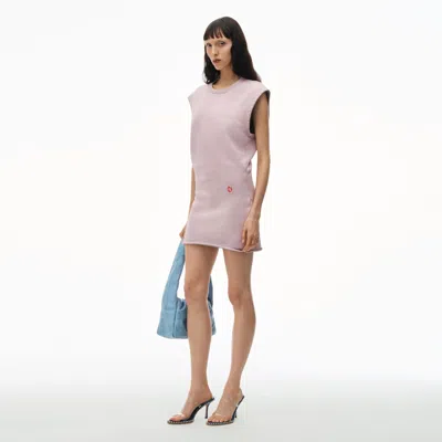 Alexander Wang Tapered Minidress In Classic Terry In Washed Pink Lace