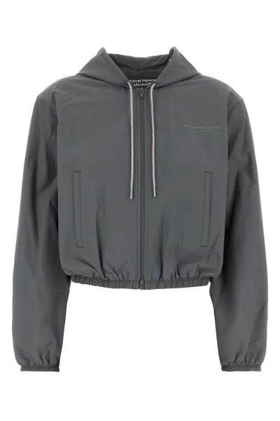 Alexander Wang Tech Fabric Sweatshirt With Lined Construction In Grey