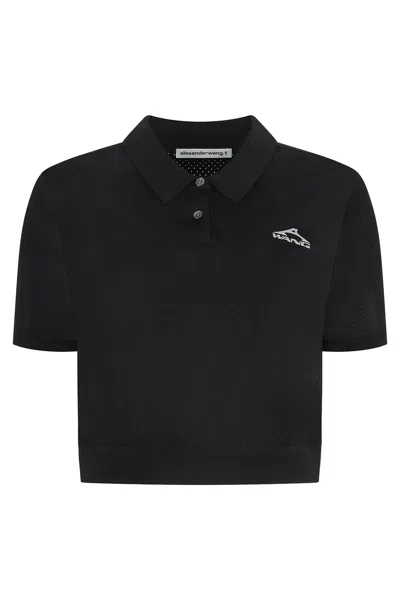 Alexander Wang Technical Fabric Polo Shirt In Black