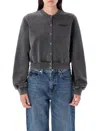 Alexander Wang Shrunken Snap Cardigan Crewneck Clothing In Black