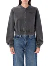 Alexander Wang Shrunken Snap Cardigan Crewneck Clothing In Black