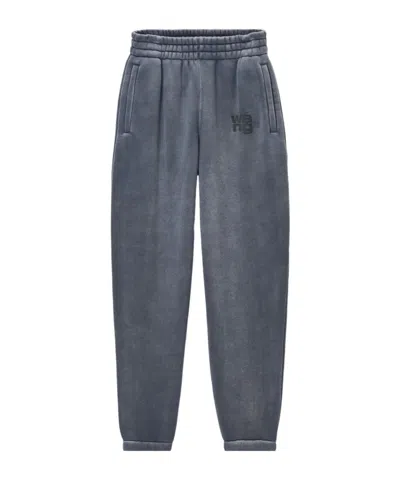 Alexander Wang Crystal Hotfix Logo Sweatpants In Brushed Terry Clothing In Black