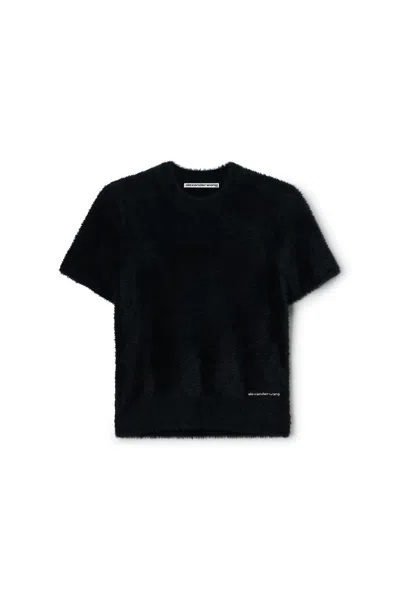 Alexander Wang Textured Chenille Crewneck Pullover In Black