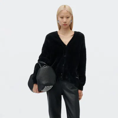 Alexander Wang Textured Chenille V-neck Cardigan In Black