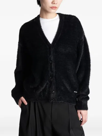 Alexander Wang Textured Chenille V-neck Cardigan In Black