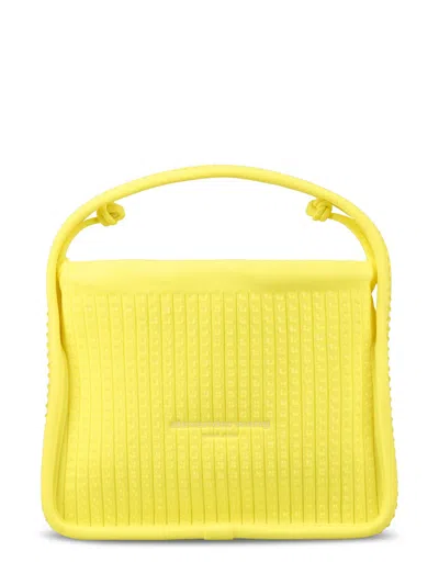 Alexander Wang Textured Ribbed Small Bag With Unique Handle In Gold