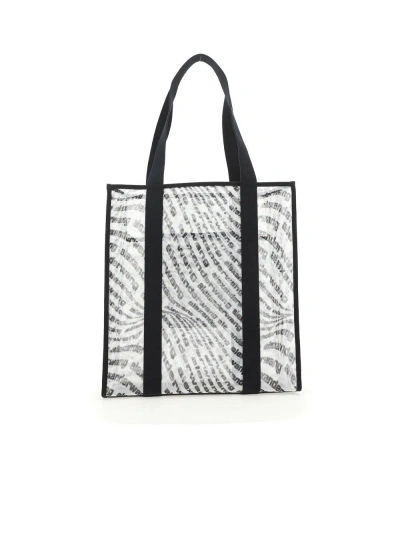 Alexander Wang The Freeze Logo Mesh Large Tote Bag In White Black