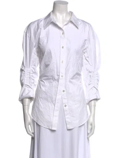 Pre-owned Alexander Wang Three-quarter Sleeve Button-up Top In White